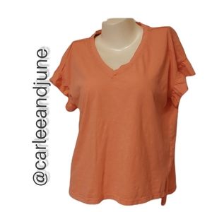 Pilcro Anthropology women's tee, ruffled short sleeve. Size XS. Pre-owned.